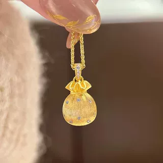 新款闪钻波点福袋项链女轻奢高级感小众设计感精致锁骨链毛衣链