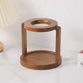 木质手冲咖啡架家用实木滤纸支撑架咖啡器具置物架圆形增高碗架
