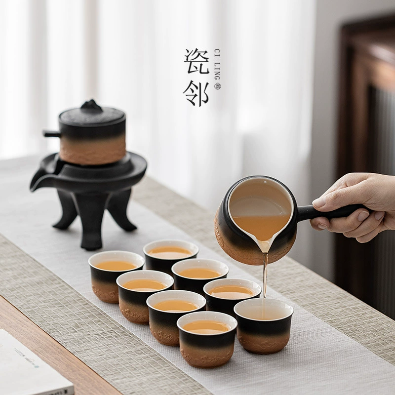Automatic tea set for home use, teapot, gift box, light luxury style