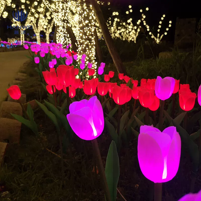 定制户外led发光郁金香插地灯仿真花灯 草坪景观庭院灯亮化芦苇灯