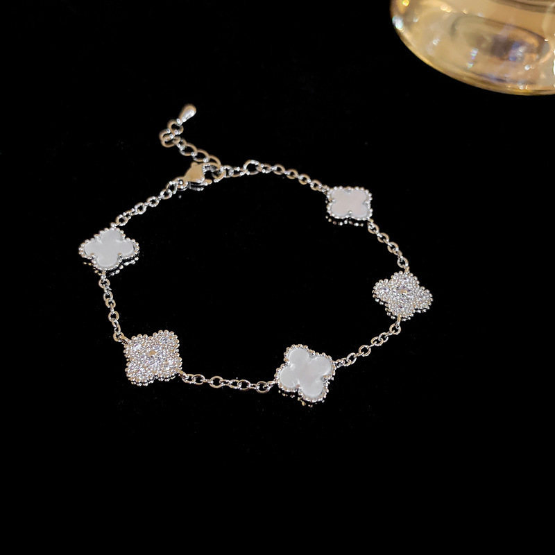 Zircon flor pulsera serie plateada nicho lujoso ligero diseño pulsera de alta calidad moda exquisita collar versátil joyas mujeres