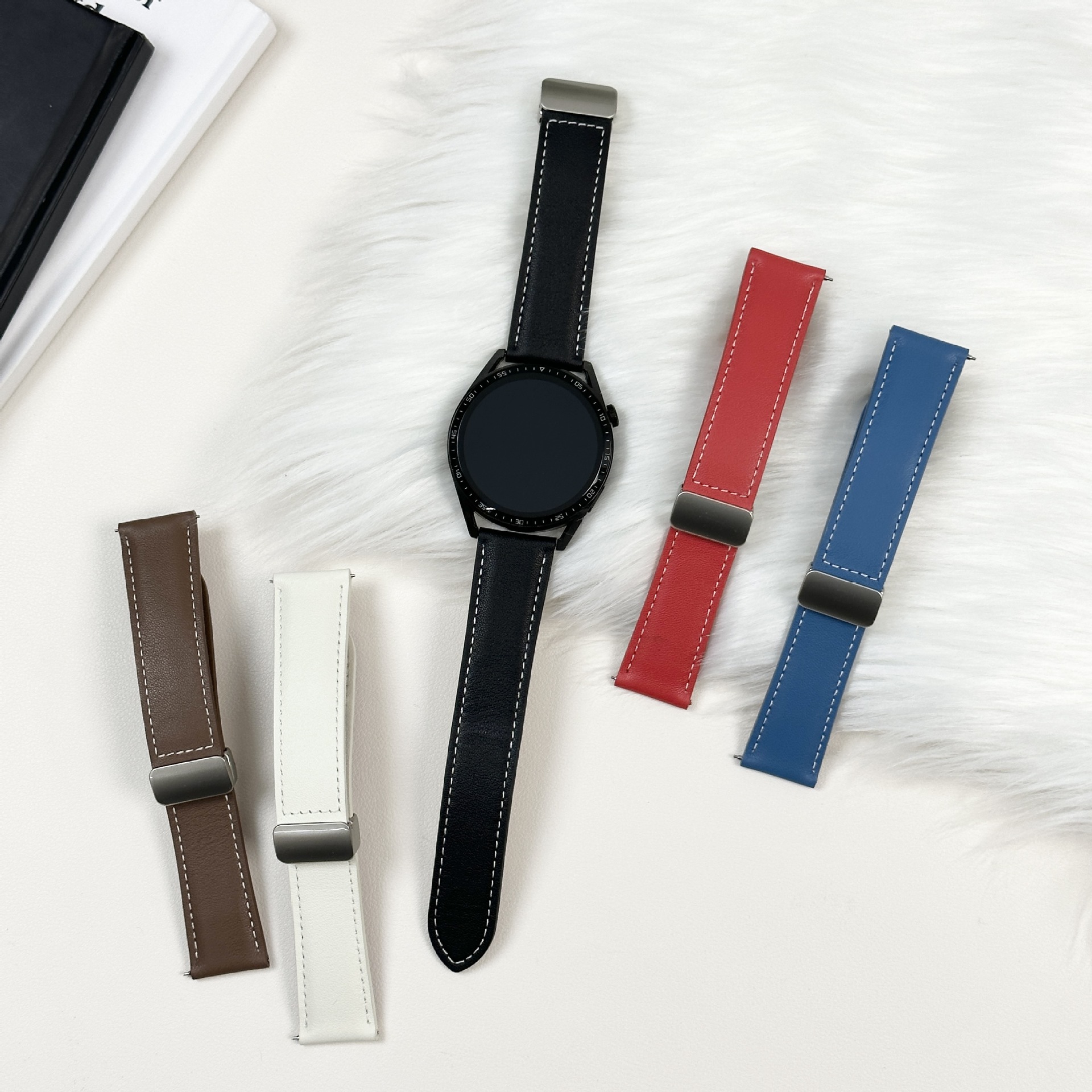 Suitable for Huawei Smart Watch Leather Strap Gt5/Gt4Gt322Mm Honor Garmin Samsung Starlight Folding Buckle