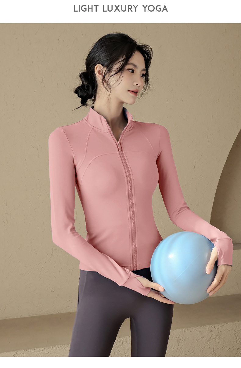 Slim Stand-up Collar Quick-drying Jacket Women's Yoga Clothes Tops Blue Fitness Clothes Women_desvips.com