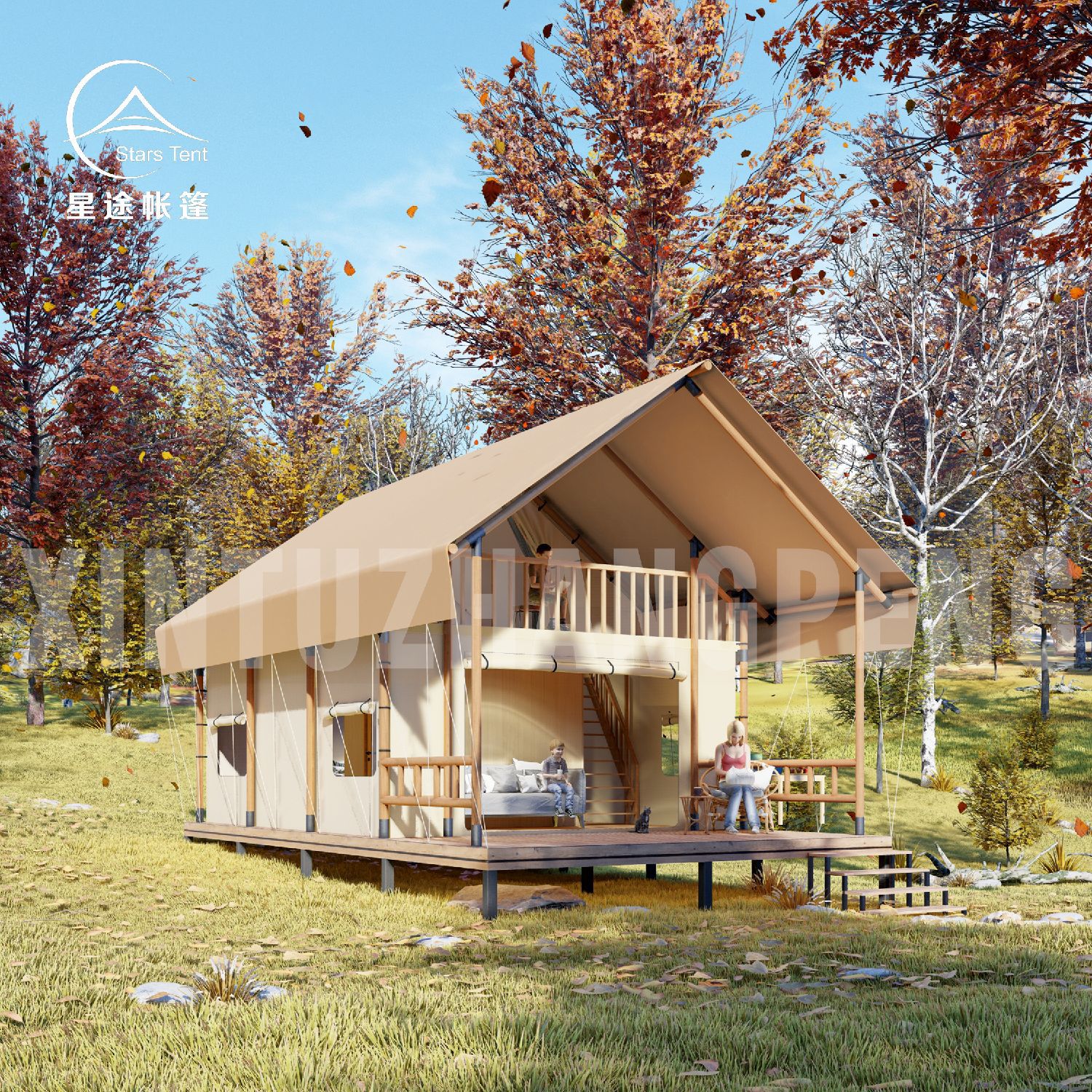 Double-layer travel universal tent for camping