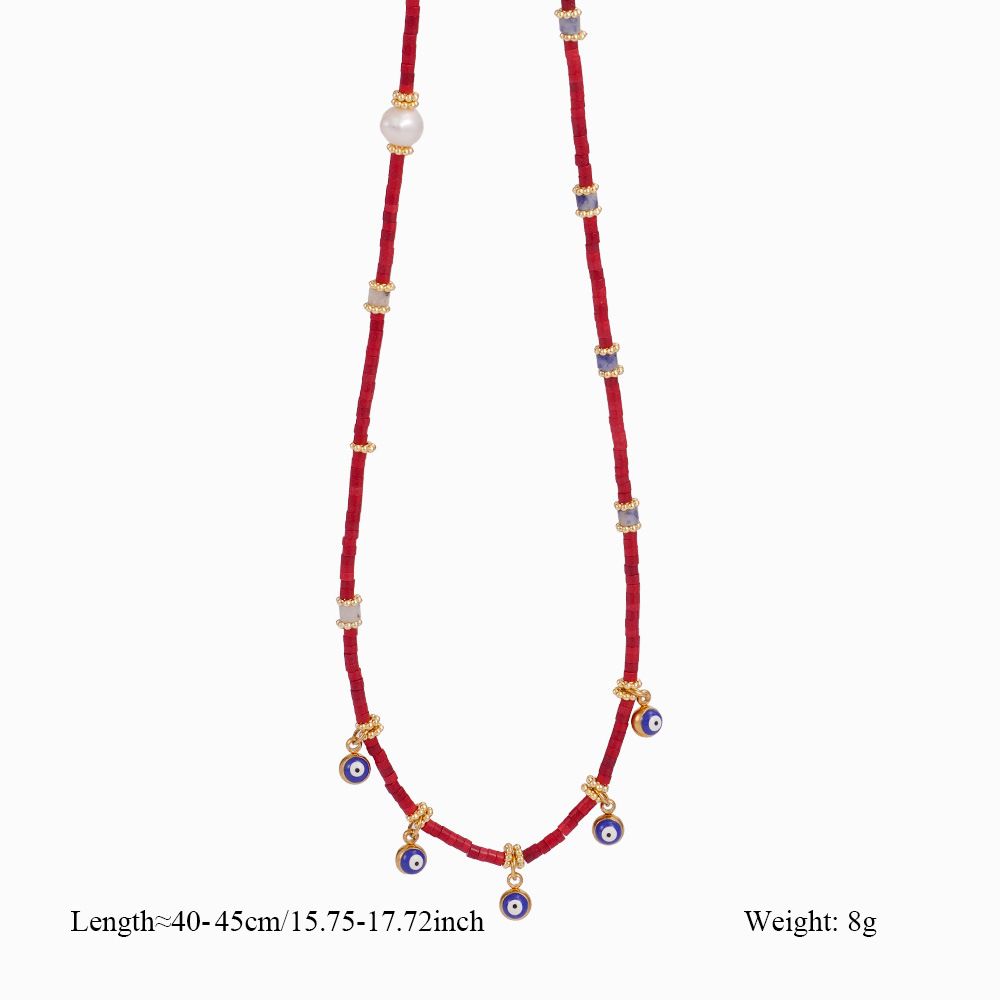 11g Weight Titanium Steel Pendant Material Pendant Necklace, Multi Charms Necklace Classification Beaded Chain Material Beaded Chain Chain Type 1 Piece Quantity Travel, Daily Occasion Beaded, Titanium Steel Material Heart Shape, Eye, Flower Pattern Women's Gender Simple Style, Classic Style Style Simple Style Classic Style Heart Shape Eye Flower Beaded Titanium Steel Beaded Chain Beaded Necklaces Wholesale