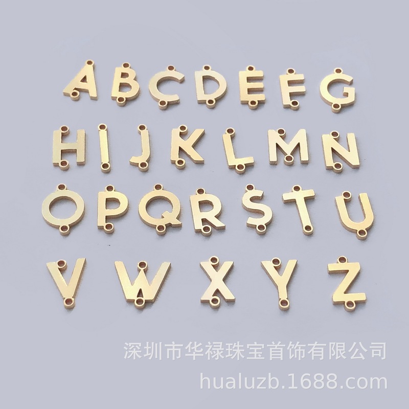 American 14K Gold-Filled Vertical Double-Hole English Letters Upper and Lower Hole Connecting Piece DIY Jewelry Bracelet Necklace Accessories