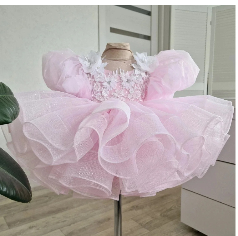 2026 Nuovo abito da principessa per bambina con tutù per il primo compleanno, completo per esibizione al pianoforte, vestito rosa con farfalle_voghion.com