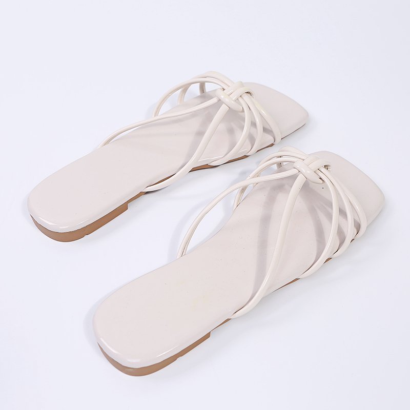 woven thin straps square head flat sandals wholesale women s clothing Nihaostyles NSJJX67787