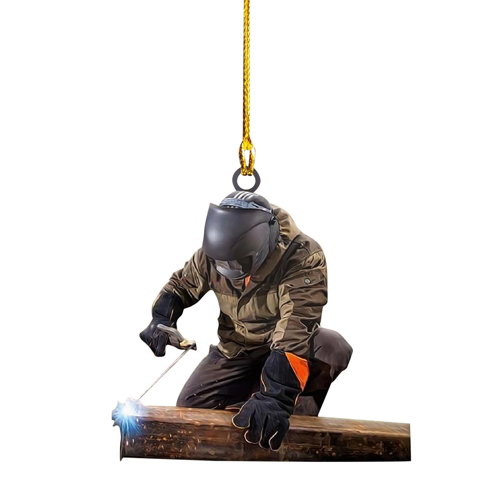Bombero de dibujos animados transfronterizo colgante creativo hogar árbol de navidad decoración colgante de acrílico