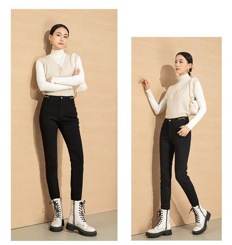 Quần jean nữ skinny cạp cao ôm sát đen co giãn — Màu đen chi tiết 10