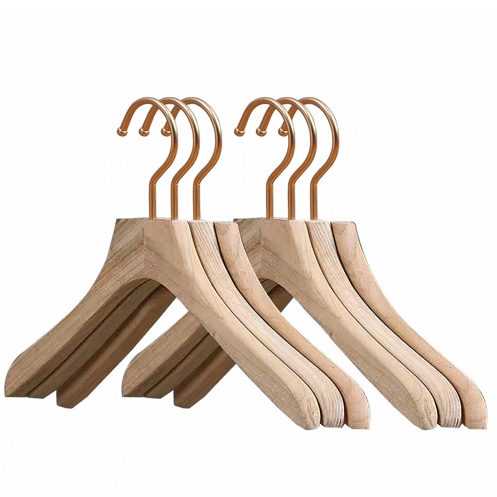 Ropa de madera de alcanfor, soporte, percha de madera, casa, damas, color de madera, hombros anchos, traje sin costuras, ropa de madera, perchero para adultos