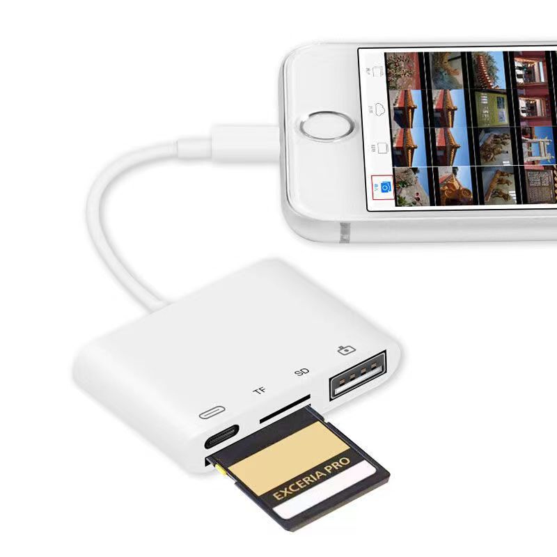 Aplicable a Apple OTG lector de tarjetas SD/TFiPhone iPad adaptador de Cuatro en Uno OTG función de carga