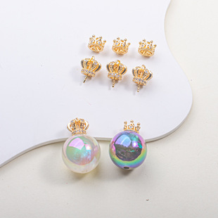 Explosions 10*15mm copper plated gold crown hat crown bead needle DIY pendant cap needle gold jewelry accessories