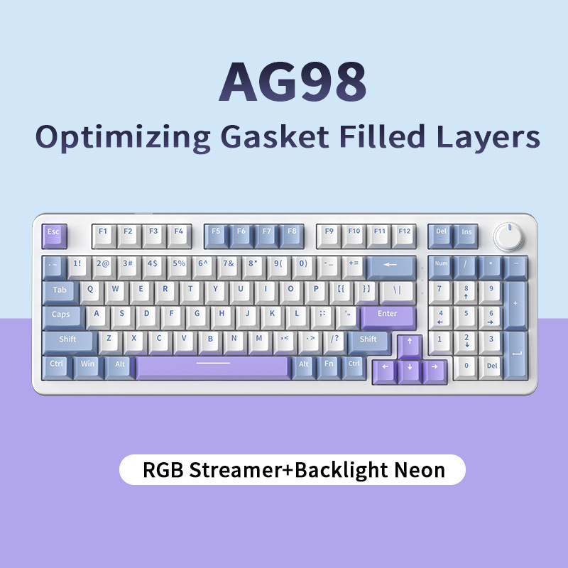 Ag98 Mechanical Keyboard Gasket Structure Mixed Light Full-Key Hot-Swappable Gaming Computer Peripherals E-Sports Wired Keyboard