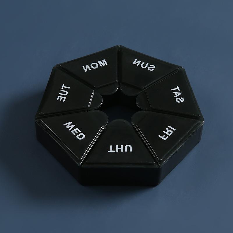 Caja de plástico portátil de la rejilla de siete-La mini de siete días pequeña caja de la píldora portátil por una caja de embalaje transparente de la píldora del color de la semana en existencia