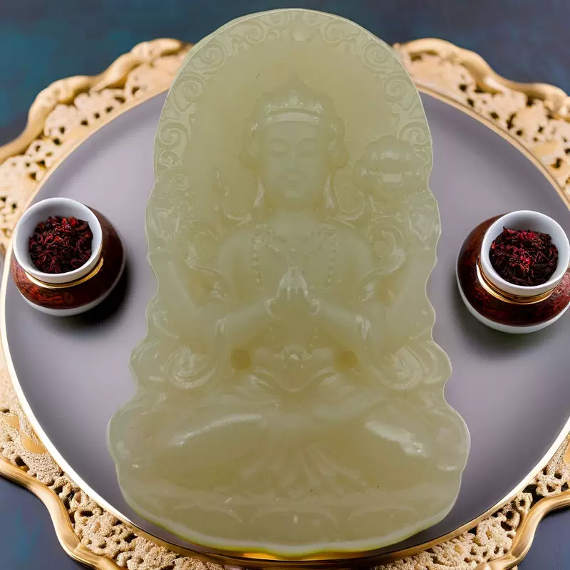 Двусторонний кулон из нефрита, Tieguanyin чай, резное ожерелье