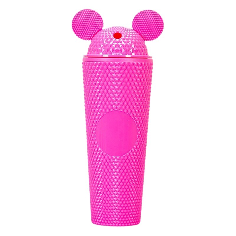 Transfronterizo nuevo de doble capa de Mickey Durian Copa diamante taza de paja de plástico