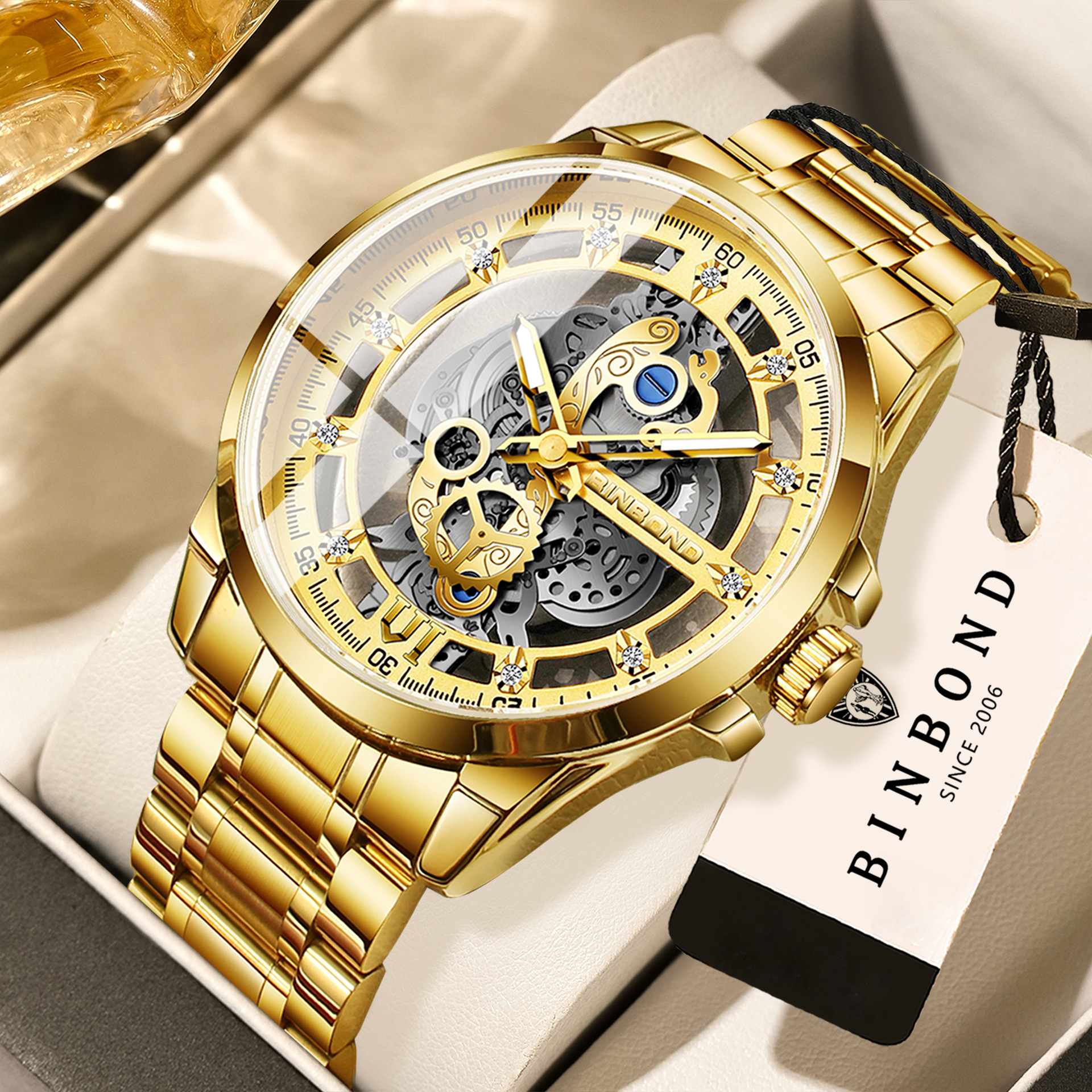 2024 New Binbang genuine goods Men's Quartz Watch Men's Business Luxury Fashion Watch Tiktok Explosions Non-mechanical