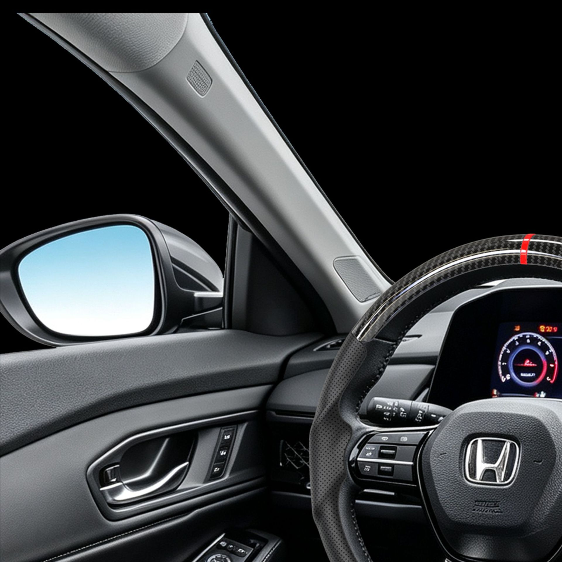 Suitable for Honda three-section suede steering wheel cover, carbon fiber, no-sew, sporty style, non-slip car handle cover