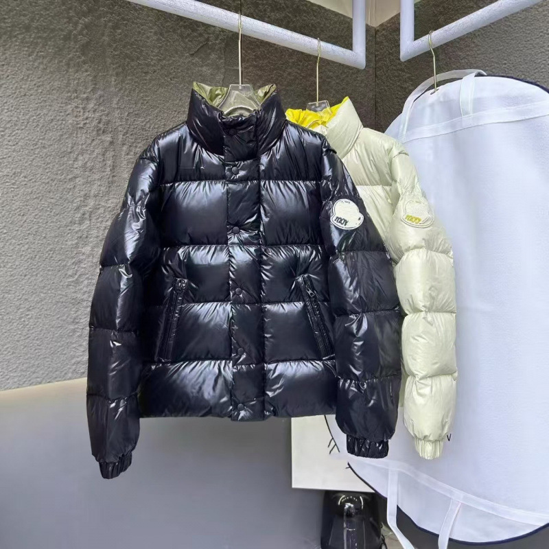 【High-End Version】M Mengjia In-Stock New Men's down Jacket, High-Quality Blue Puffer Jacket with Sleeve Patches, Stand Collar, Short Style