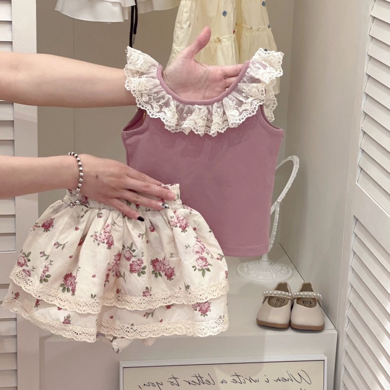 Girls' suit Summer New Lace Vest 2025 Baby Girl's Cute Floral Pants Children's Refreshing Summer Dress Girls' suit Summer New Lace Vest 2025 Baby Girl's Cute Floral Pants Children's Refreshing Summer Dress