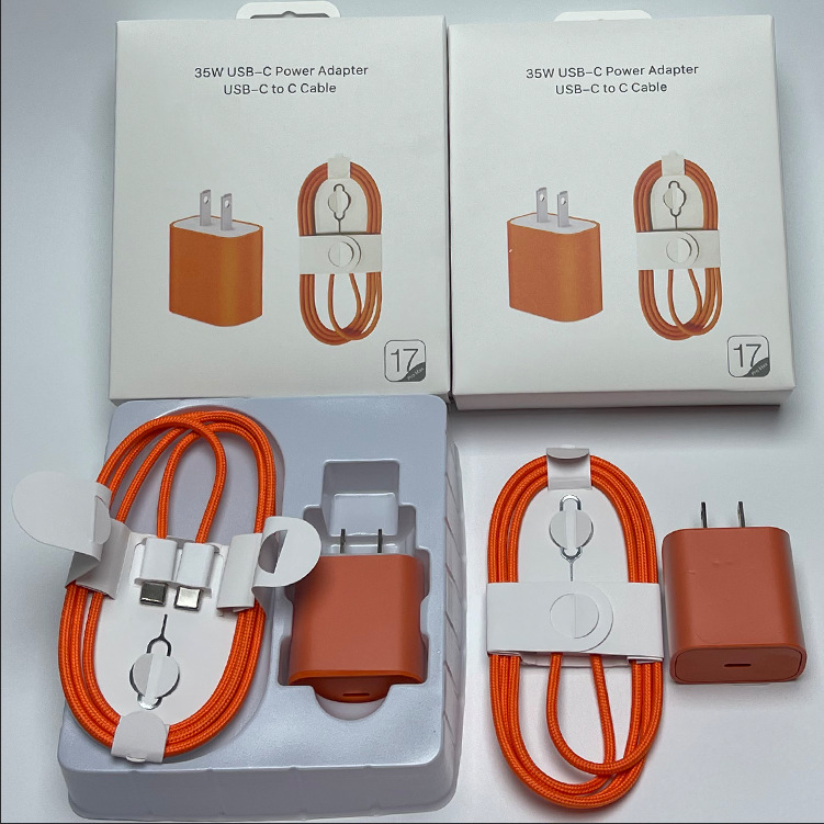 Orange Pd16 Charger Suitable for Apple Mobile Phones Pd35W European Standard, Us Standard, Uk Standard Typec with Card Pin Set Orange Pd16 Charger Suitable for Apple Mobile Phones Pd35W European Standard, Us Standard, Uk Standard Typec with Card Pin Set