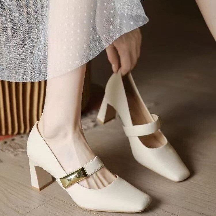 Super good-looking~ Genuine soft leather square-toed shallow single shoes for women, 2026 autumn new versatile chunky heel Mary Jane women's shoes Super good-looking~ Genuine soft leather square-toed shallow single shoes for women, 2026 autumn new versatile chunky heel Mary Jane women's shoes