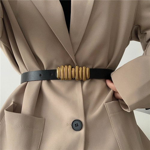 Summer European and American suit belt for women, versatile decorative shirt, coat girdle, retro fashion black belt