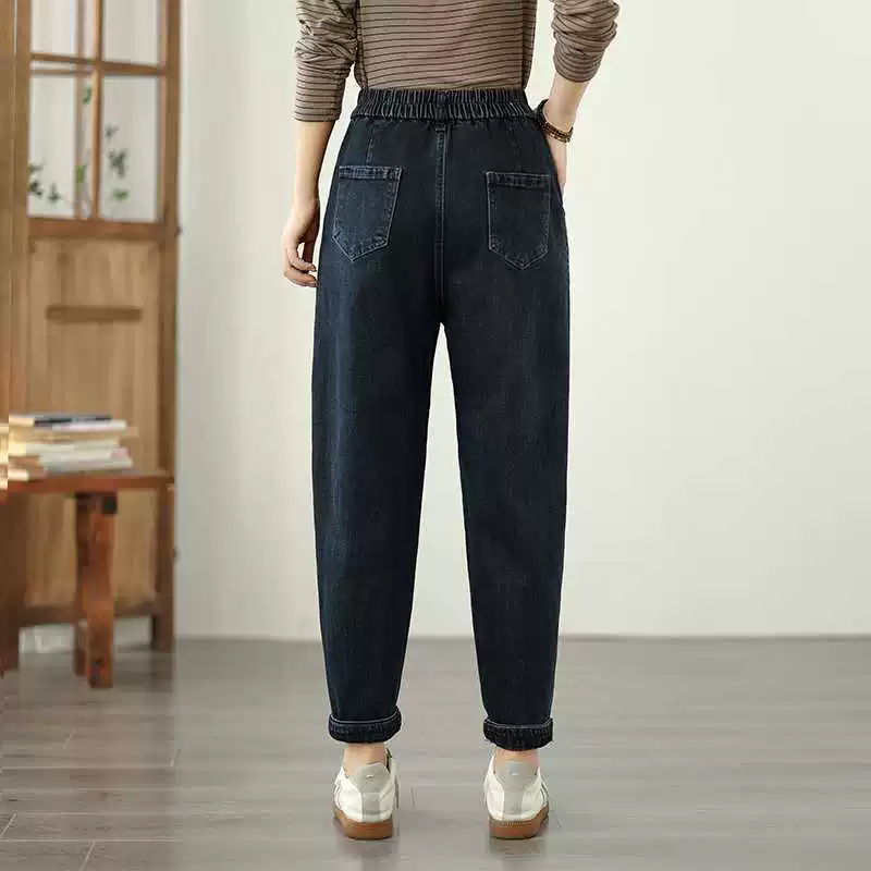 Autumn trousers, jeans, Korean style, plus size