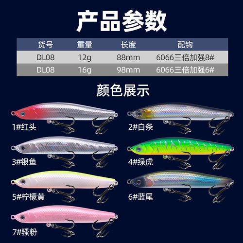 Long-distance throwing submersible pencil magnetic steel ball center of gravity transfer system for fishing tilted-mouthed catfish and bass fake bait Luya bait