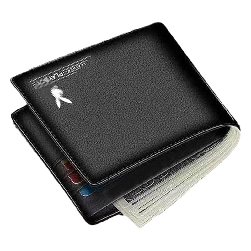 Cartera Corta de Negocios para Hombre, Billetera Plegable Magnética con Portatarjetas - Cartera Casual de Cuero