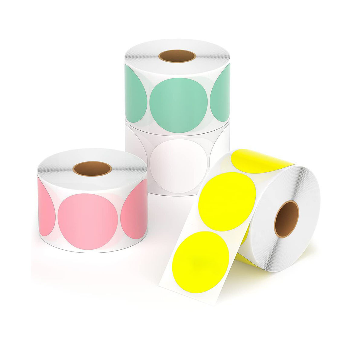 外贸爆款现货彩色2英寸可打印圆形三防热敏标签贴热敏打印纸