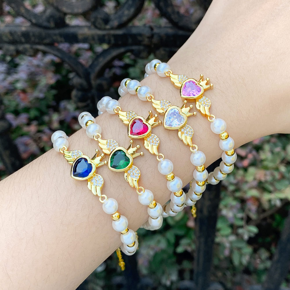 Fashion Heart Shape Copper Plating Rhinestones Bracelets 1 Piece