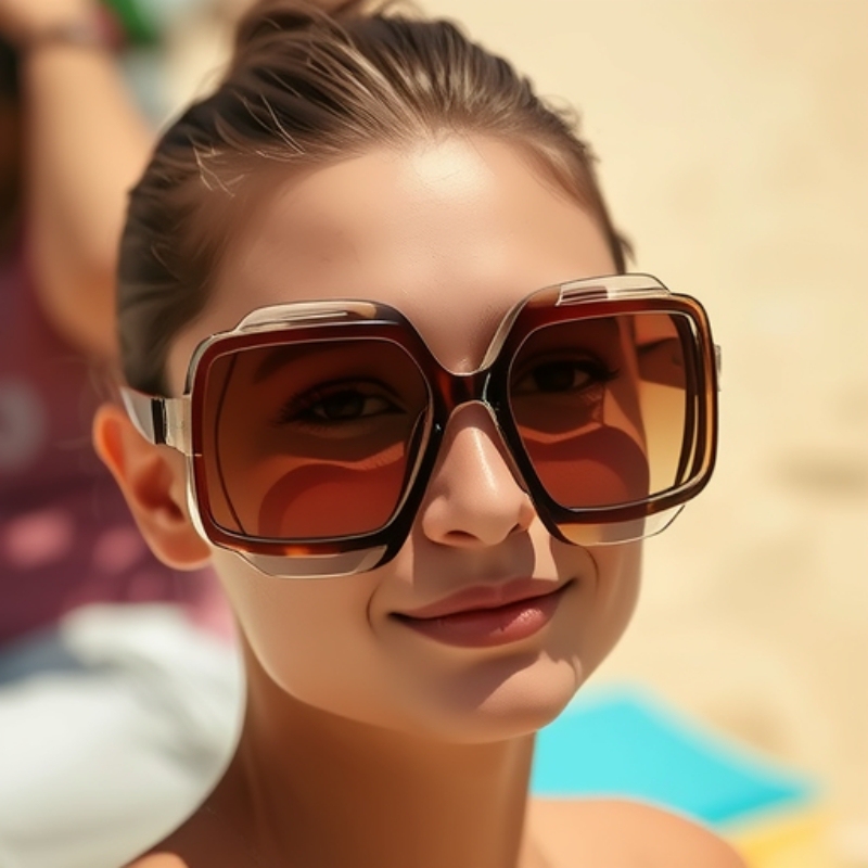 Fashion New Sunglasses European and American Cross-Border Trendy Street Photography Square Personalized Sunglasses Retro Literary Flat Glasses Frame