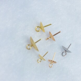 DIY accessories standard G18K gold bead plate pin plate plum blossom bead cap closed flower cap AU750 pendant empty holder