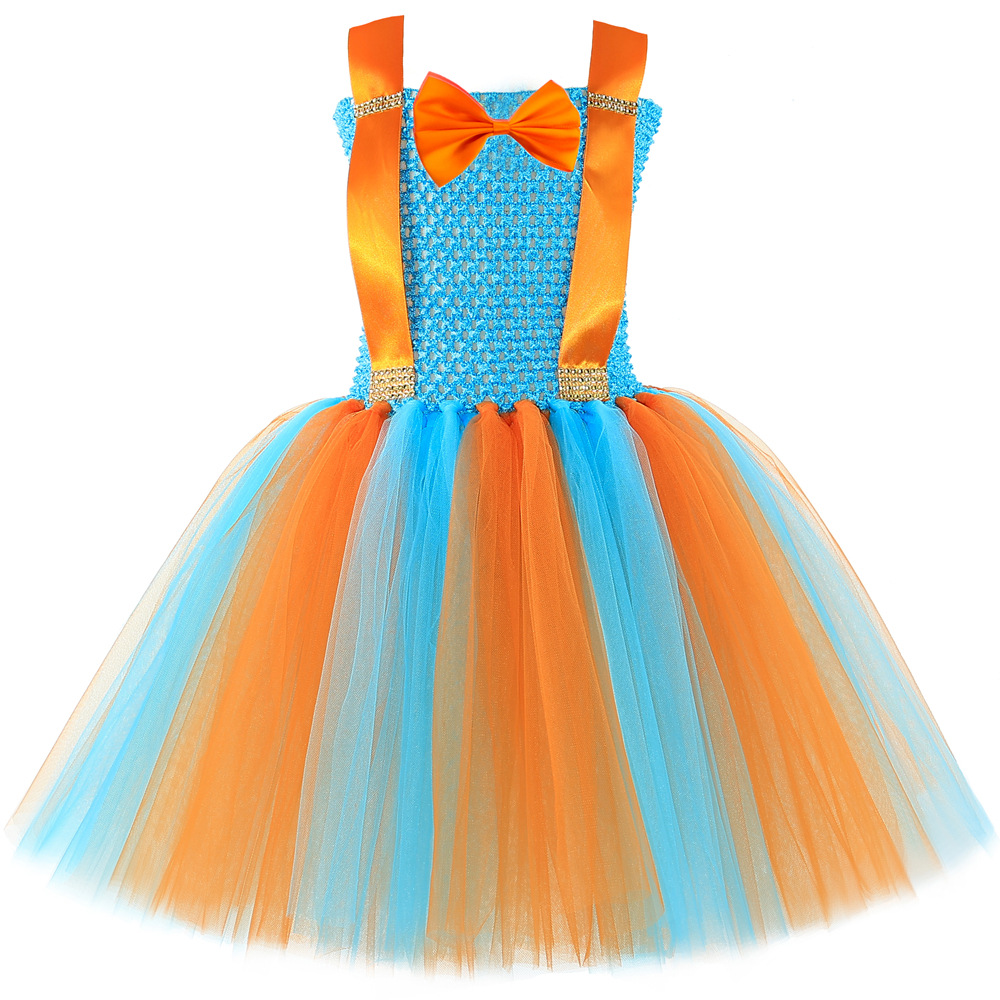 Kid's Clothing children's enlightenment program Blippi costume Halloween cosplay girl dress_voghion.com