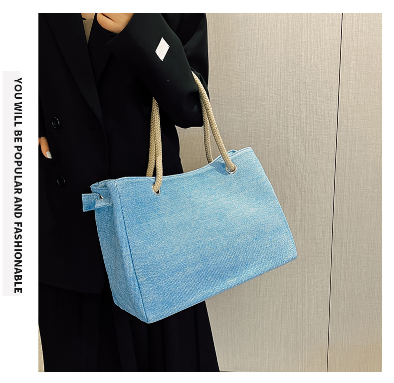 1080g Weight Polyester Lining Material Zipper Closure Type Double Shoulder Straps Strap Type Tote Bag Bags Type Holiday, Travel Occasion Linen Material Solid Color Pattern All Seasons Season Women's Gender Classic Style Style Square Shape Medium Size Women's Medium Linen Solid Color Classic Style Square Zipper Tote Bag 10