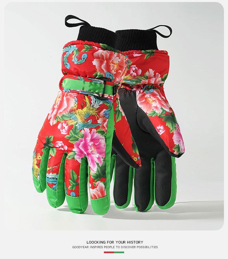 Winter Ski Gloves, Touchscreen, Fleece-Lined, Warm, Waterproof, Outdoor Riding For Electric Motorcycles, Thick Patterned Gloves For Men And Women_desvips.com