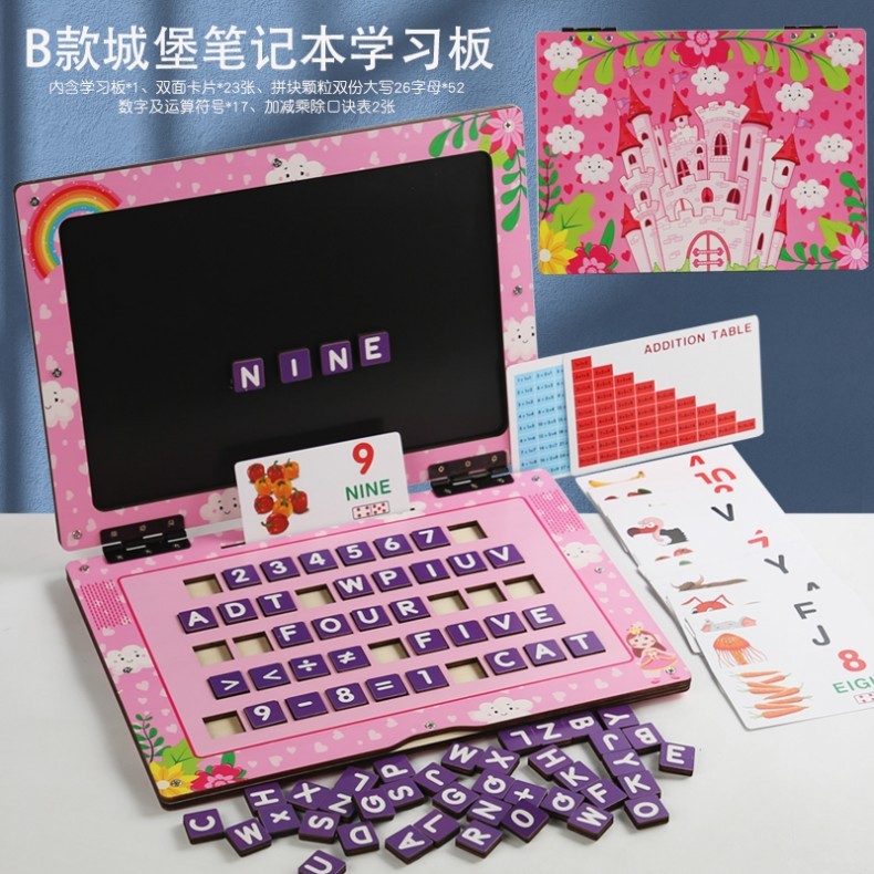 Tablero de aprendizaje de cuaderno de madera magnético para niños educación temprana papelería educativa digital letras inglesas ortografía material didáctico