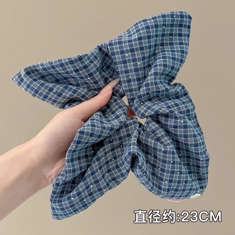 Anillo de pelo de intestino grueso súper grande coreano para mujer 2025 nuevo estilo de alta gama cordón de pelo de encaje plisado temperamento dulce cuerda de cabeza de flor