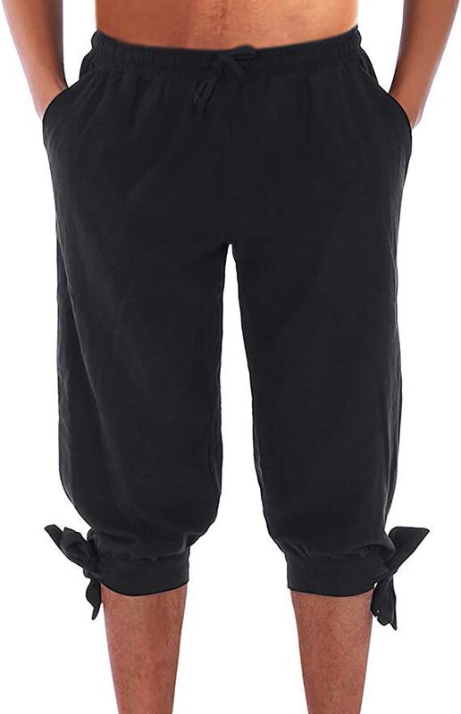 European and American Cross-Border Amazon Hot-Selling Men's Cotton and Linen Trousers with Ankle Straps, Medieval Viking Pirate Slim-Fit Leggings European and American Cross-Border Amazon Hot-Selling Men's Cotton and Linen Trousers with Ankle Straps, Medieval Viking Pirate Slim-Fit Leggings