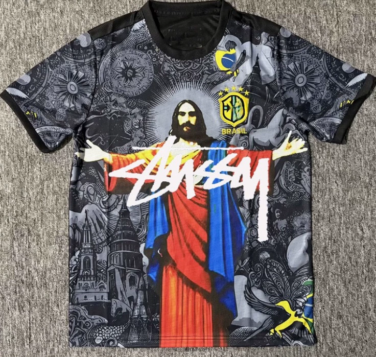 Футболка Stussy Stussy с подписью, Аргентина, Интер, Бразилия, Италия, Фламенго, короткие рукава