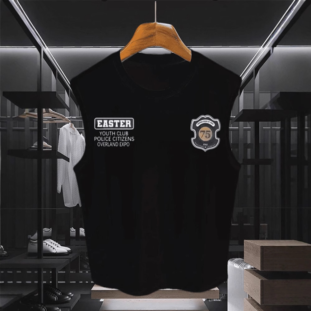 Ärmelloses Herren-T-Shirt aus reiner Baumwolle mit Print – trendiges, lässiges Sport-Shirt mit lockerer Passform und kurzen Ärmeln für den Sommer_voghion.com