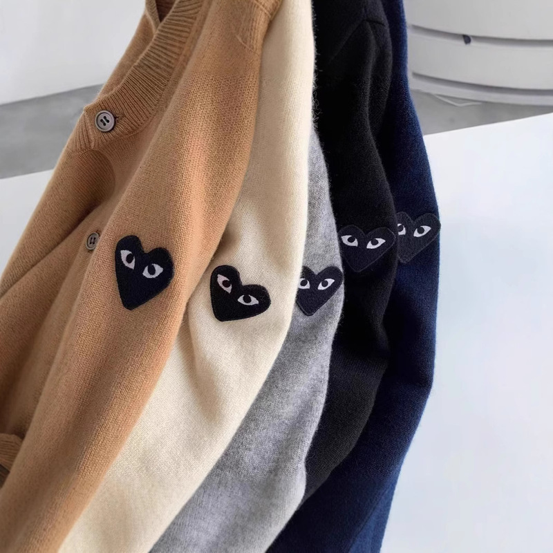 Celebrity Style Classic Japanese Couple Heart Sweater川久Play Knitwear Cashmere Cardigan Baoling Knitwear