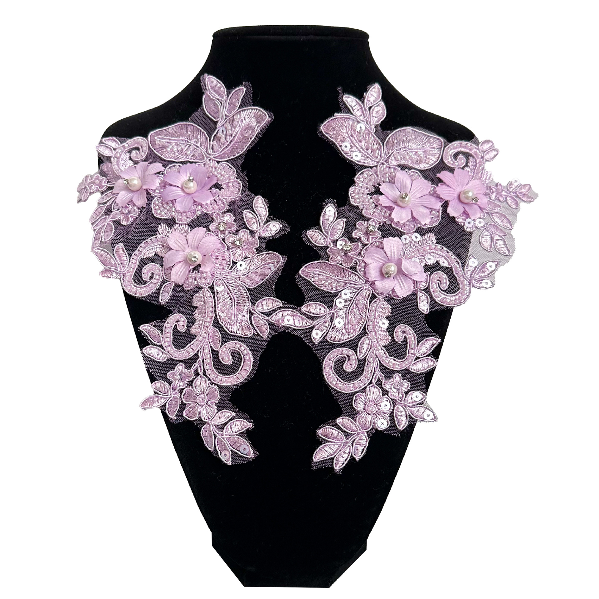 Blanco cuentas de clavos tridimensionales encaje tela bordada calcomanías vestidos de novia vestidos de baile vestidos de baile image 4