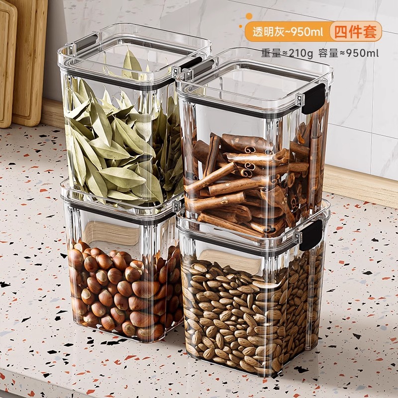 Tanque de sellado granos de cocina almacenamiento de seguridad tanque de plástico transparente caja de bocadillos productos secos tanque de almacenamiento de té