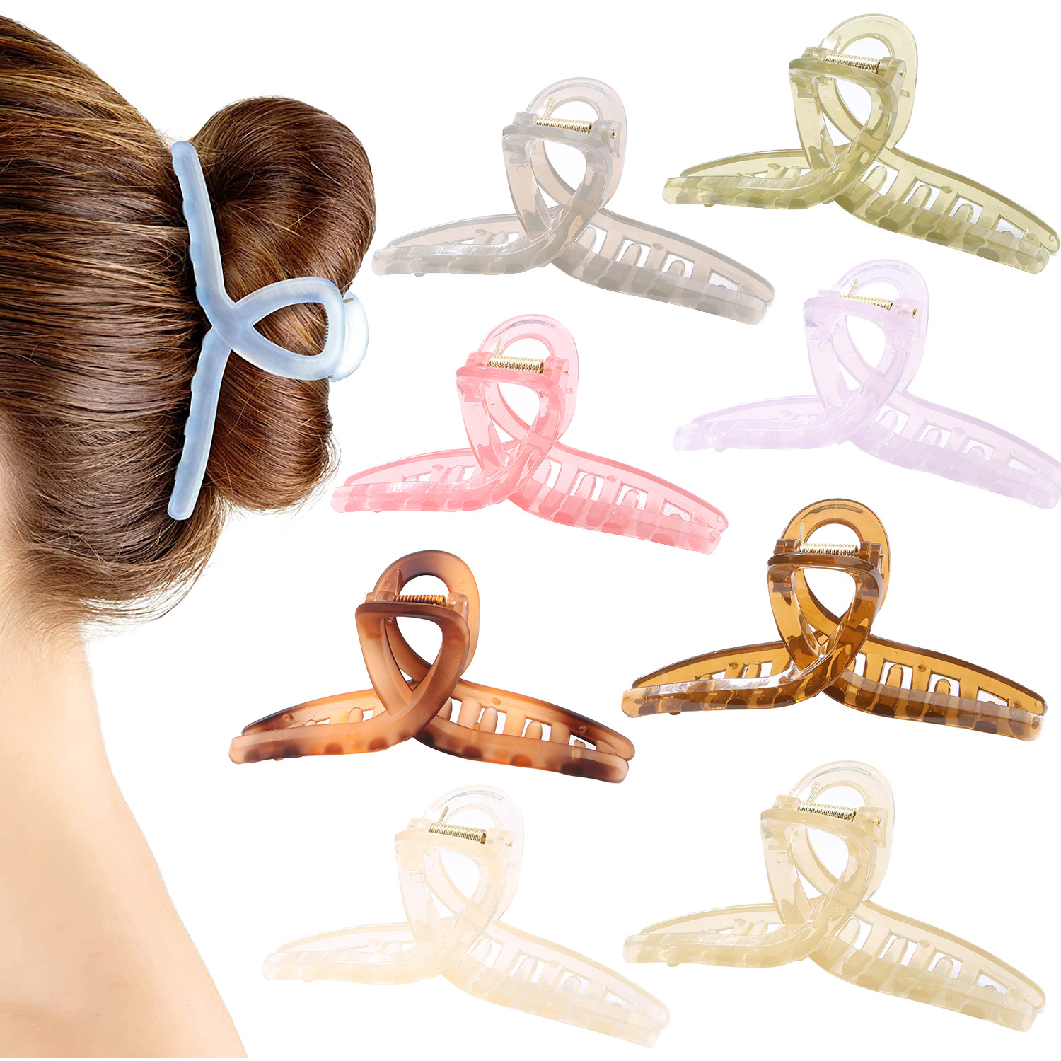 24g Weight No Inlaid Inlay Material Headwear Classification Solid Color Transparent Cross Grip Simple Hair Clip