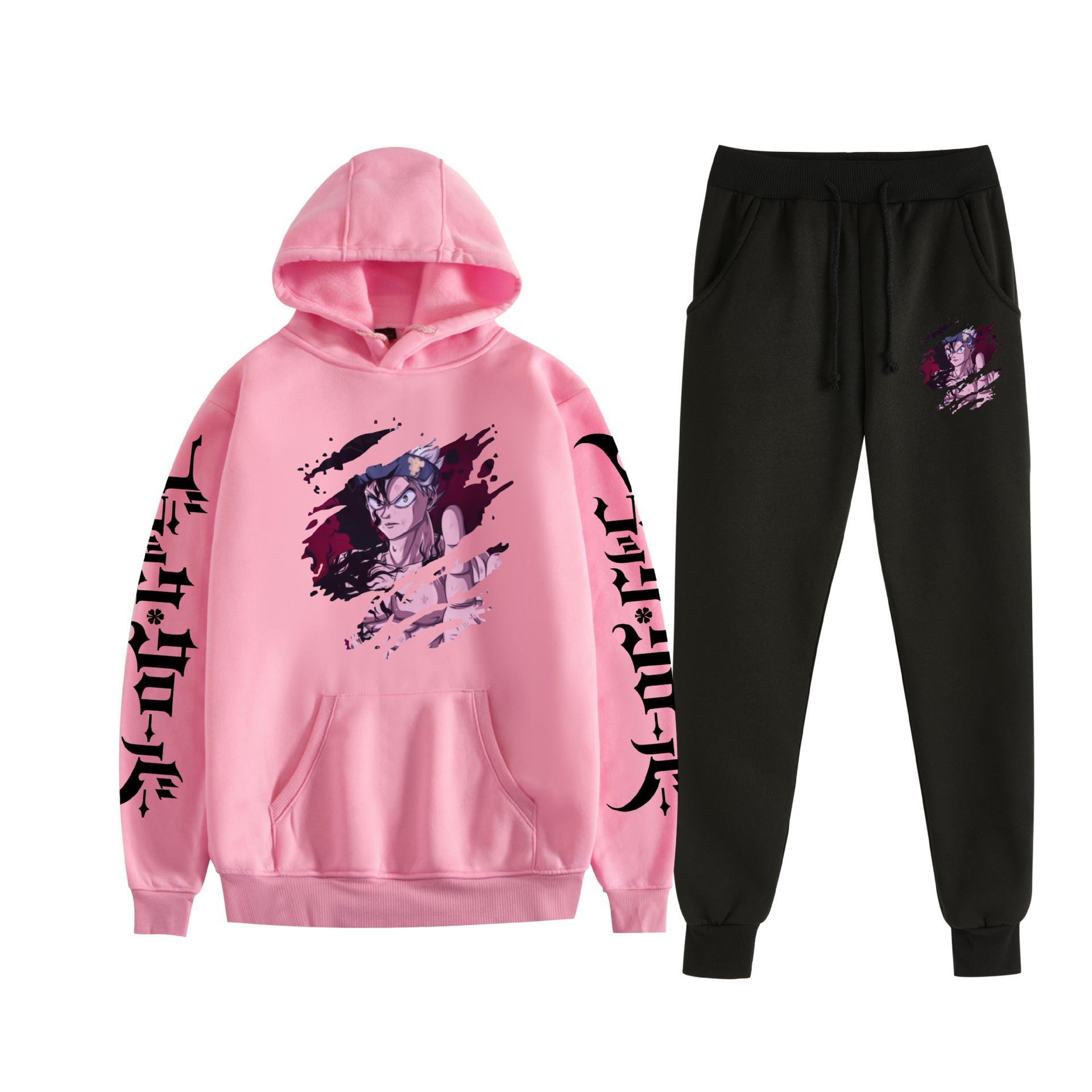 Comercio exterior nuevo estilo riman black trébol de cuatro hojas-Black Clover suéter con capucha corsés traje de dos piezas