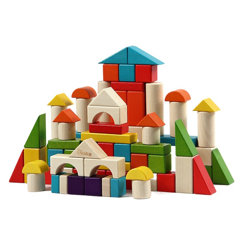 Bloques de construcción de rompecabezas de educación temprana para niños en caja 30-54-74 piezas coloridos bloques de construcción jardín de infantes Juguete de haya creativo