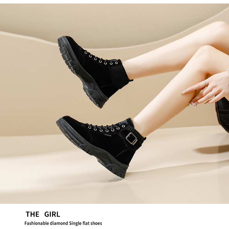 2023 Winter New Female Student Korean Edition Suede High Top Snow Boots_voghion.com